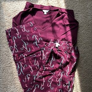 Charter Club Burgundy Candy Cane Pajama Set